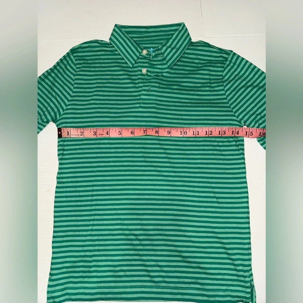 Boys J.Crew green striped Polo. (Size M) - Picture 2 of 5